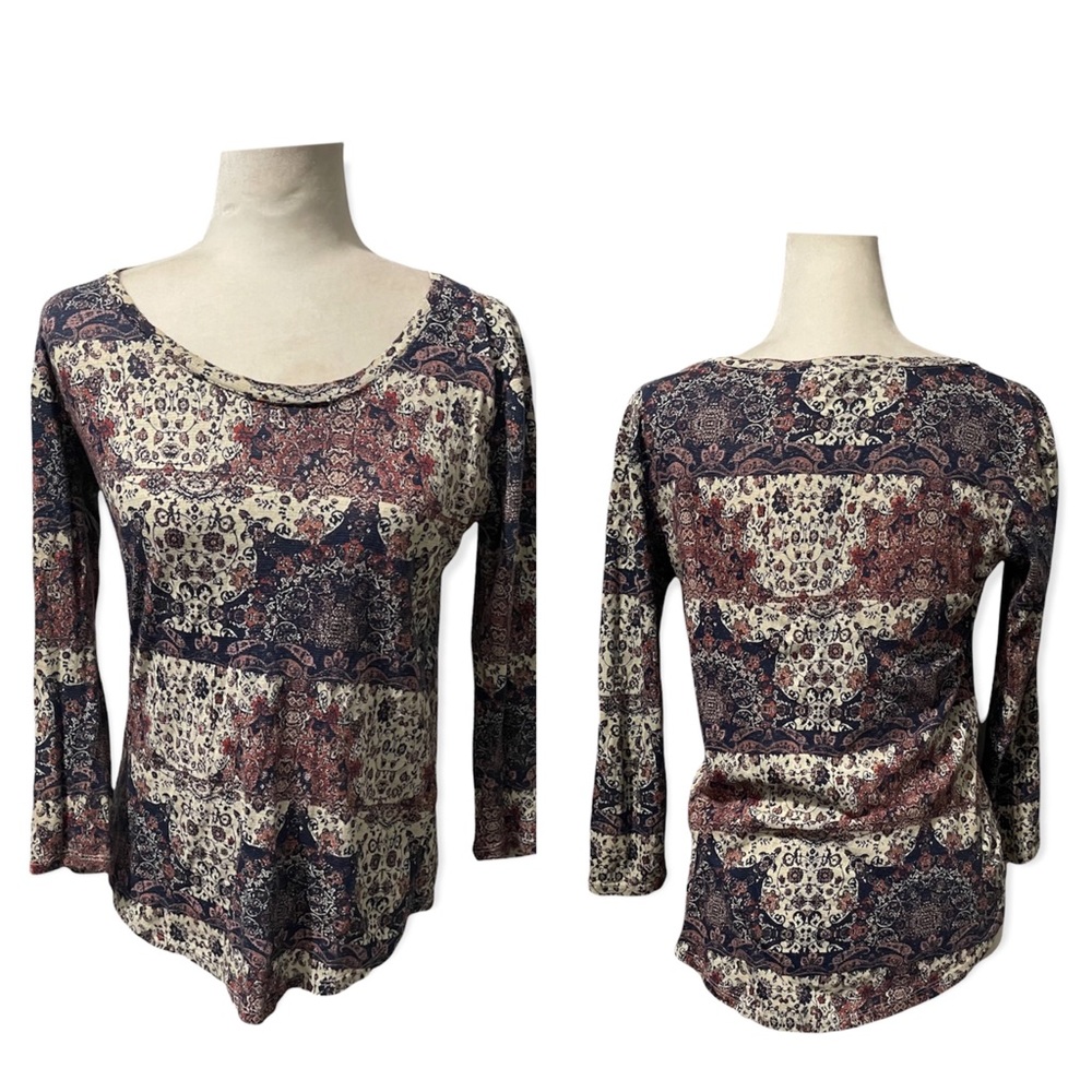 Lucky Brand Multicolor Print Boho Style Top